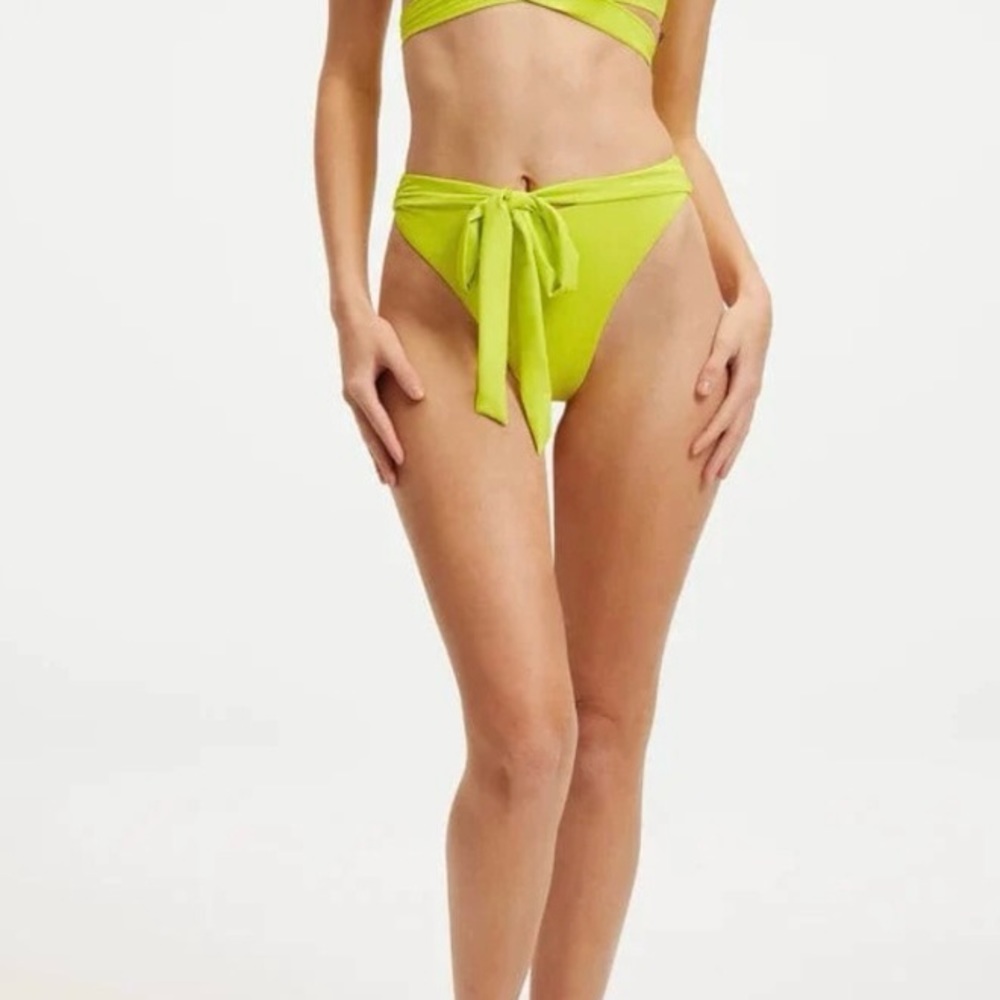 NWT Good American 10 Ways To Wear Bikini Bottom in Electric Yellow Size 7 (4X)